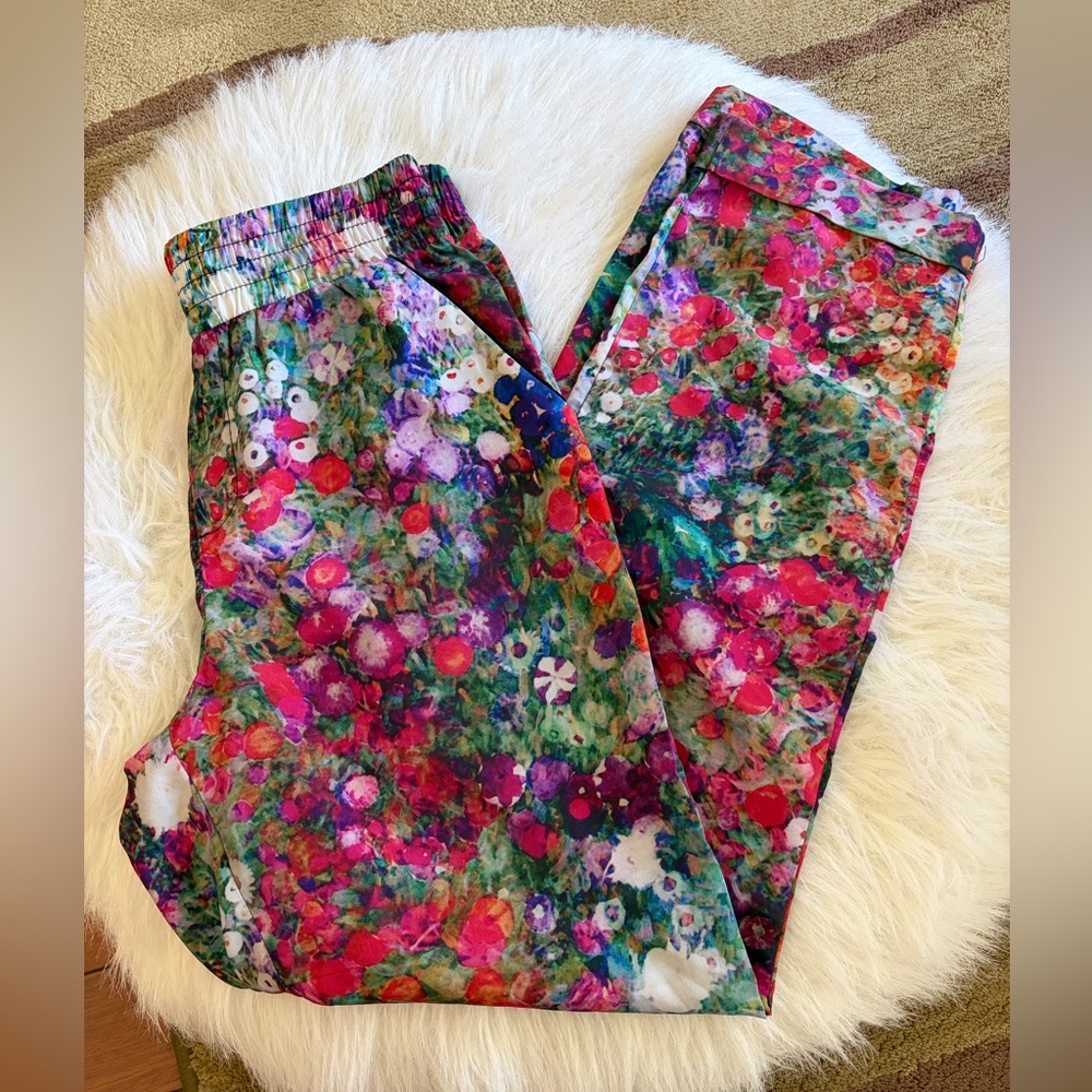 Vibrant Floral Print Pants - Size S